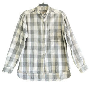 PICANTE! Hand Woven Cotton Long Sleeve Button Up Large Plaid Size Large